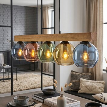 Koyoto Lámparas suspendidas, Luminarias esféricas, Lámparas colgantes Crudo, Negro, 5 luces