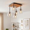 Koyoto plafón de madera 5 luces para techo con globos de cristal transparente