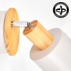 Olaris aplique de pared de madera, foco orientable E14 con pantalla gris claro