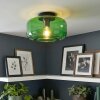 Plafón retro Boza con pantalla redonda de vidrio verde, ø 28 cm, E27