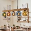 Koyoto lámpara colgante de madera para comedor, 5 globos de cristal, 95 cm