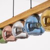Koyoto lámpara colgante de madera para comedor, 5 globos de cristal, 95 cm