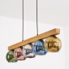 Koyoto lámpara colgante de madera para comedor, 5 globos de cristal, 95 cm