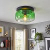 Plafón Boza de cristal verde retro E27, pantalla redonda para salón y pasillo