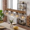 Ripoll lámpara colgante con barra de madera para comedor, 4 luces y vidrio acanalado
