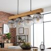 Ripoll lámpara colgante con barra de madera para comedor, 4 luces y vidrio acanalado