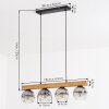 Ripoll lámpara colgante con barra de madera para comedor, 4 luces y vidrio acanalado