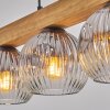 Ripoll lámpara colgante con barra de madera para comedor, 4 luces y vidrio acanalado