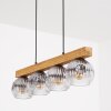 Ripoll lámpara colgante con barra de madera para comedor, 4 luces y vidrio acanalado