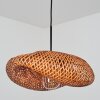 Bauro lámpara colgante de bambú con pantalla abovedada trenzada, E27, longitud 50 cm