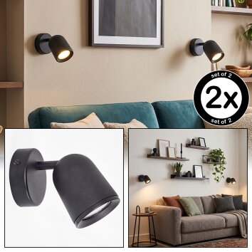 Lemak aplique de pared LED GU10, foco orientable en set de 2 para sofá