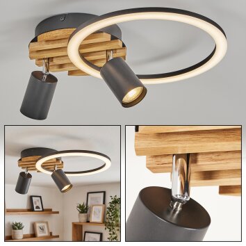 Velani plafón LED de techo con aro luminoso y 2 focos orientables