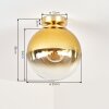 Luminaria esférica de techo retro Gastor con pantalla de vidrio dorada y transparente ø 25 cm
