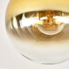 Luminaria esférica de techo retro Gastor con pantalla de vidrio dorada y transparente ø 25 cm