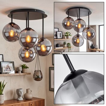 Gastor plafón de techo, lámpara de techo de 4 luces con pantallas globo E14