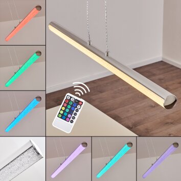 Flaut Lámpara Colgante LED Cromo, 1 luz, Mando a distancia, Cambia de color