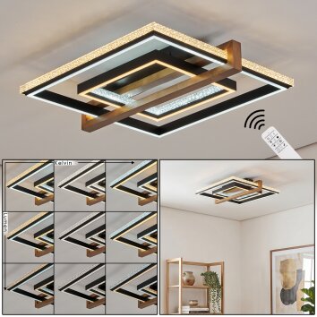 Plafón LED Selani con marcos entrelazados y barra de madera, 2700-6500 Kelvin