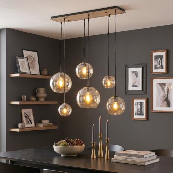 Koyoto lámpara de techo colgante 6 luces E27 con pantallas globo para comedor