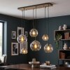 Koyoto lámpara colgante de comedor 6 luces E27 con pantallas globo vintage