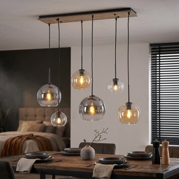 Koyoto lámpara colgante de 6 luces E27 con pantallas globo para comedor
