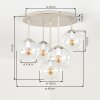 Koyoto plafón de techo 5 luces E14, pantallas esféricas, Ø 45 cm, salón