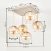 Luminaria esférica de techo moderna Koyoto con 5 pantallas transparentes ámbar