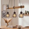Oravi lámpara colgante con barra de madera 3 luces E27, largo 60 cm