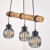 Oravi lámpara colgante con barra de madera 3 luces E27, largo 60 cm