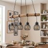Oravi lámpara colgante de madera para comedor, 4 luces, barra, largo 80 cm