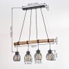 Oravi lámpara colgante de madera para comedor, 4 luces, barra, largo 80 cm
