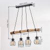 Gondo lámpara colgante con barra de madera, 4 luces E27, longitud 80 cm