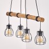 Gondo lámpara colgante con barra de madera, 4 luces E27, longitud 80 cm