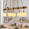 Koyoto lámpara colgante de comedor con barra de madera, 5 luces E27, longitud 100 cm