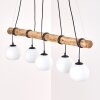 Koyoto lámpara colgante de comedor con barra de madera, 5 luces E27, longitud 100 cm