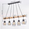 Gondo lámpara colgante con barra de madera para comedor, 5 luces E27, largo 100 cm