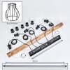 Lámpara colgante Gondo para mesa de comedor, barra de madera, 5 pantallas jaula negras