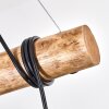 Lámpara colgante Gondo para mesa de comedor, barra de madera, 5 pantallas jaula negras