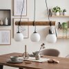 Koyoto lámpara colgante de barra de madera 3 luces, pantallas globo, longitud 60 cm