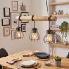 Gondo lámpara colgante de madera rústica, barra de madera, 3 luces, 60 cm
