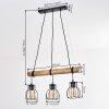 Gondo lámpara colgante de madera rústica, barra de madera, 3 luces, 60 cm