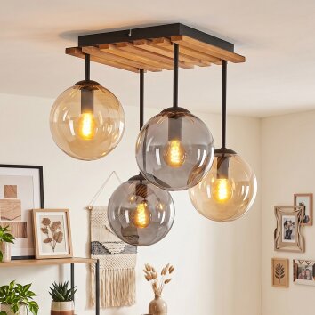 Gastor plafón de techo con globos colgantes, 4 luces E14 para salón comedor