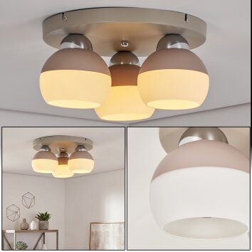 Eloria plafón de techo 3 luces E27 redondo con pantallas globo modernas