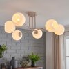 Luminaria esférica de techo Koyoto, diseño clúster con 6 pantallas de vidrio blanco