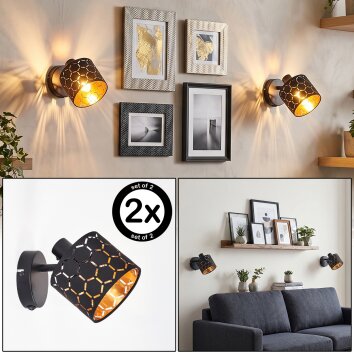 Alsen aplique de pared con foco orientable y pantalla de ranuras, set de 2