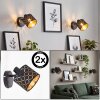 Aplique de pared Tallaboa, set de 2, pantalla dorada y negra con rejilla geométrica