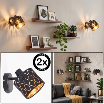 Alsen aplique de pared orientable con pantalla calada E14, set de 2