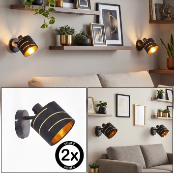 Alsen aplique de pared orientable con pantalla de tela estampada E14, set de 2