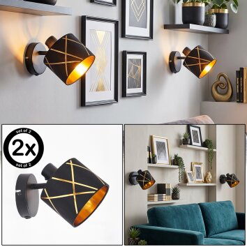 Aplique de pared Opatija, set de 2, pantalla cónica, foco orientable para lectura