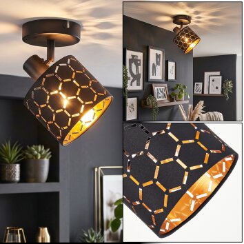 Alsen plafón de techo con pantalla ranurada y foco orientable E14 ø 12 cm