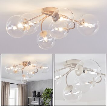 Chehalis plafón de techo 6 luces G9 Ø 64 cm con brazos curvos y esferas